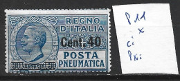 ITALIE PNEUMATIQUE 11 * Côte 6 € - Poste Pneumatique