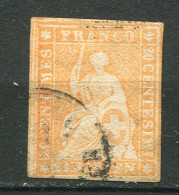 26201 Suisse N°29a° 20 R. Orange Helvetia (Fil De Soie Vert)  1854-62 B/TB - Used Stamps