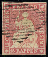 SUISSE - Z 24A 15 RAPPEN ROSE HELVETIA ASSISE - OBLITERE - Oblitérés