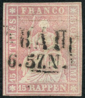 SUISSE - Z 24F 15 RAPPEN ROSE HELVETIA ASSISE - OBLITERE - Used Stamps