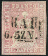 SUISSE - Z 24F 15 RAPPEN ROSE HELVETIA ASSISE - OBLITERE - Oblitérés