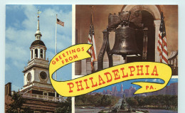Etats-Unis - Pennsylvania - Cloches - Cloche Sur Une Vue - Greetings From - Multivues - Multiview - Bon état - Philadelphia