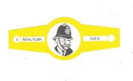 5) Bague De Cigare Série Tintin Jaune Blanche Royal Flush Kuifje Agent De Police En Superbe.Etat - Werbeobjekte