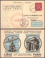 BELGICA LIEGE VUELO A PARIS 1947 SABENA - Lettres & Documents