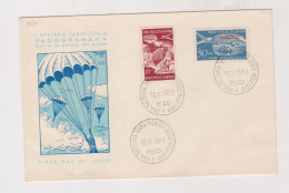 YUGOSLAVIA,1951 BLED PARACHUTING FDC Cover - Covers & Documents