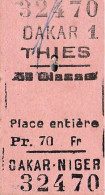 VIEUX PAPIERS TICKET TRANSPORT AFRIQUE SENEGAL TRAIN DAKAR THIES 3 X 6 CM - Wereld