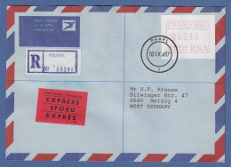 RSA Südafrika 1987 Sonder-ATM PAARL Hoher Wert 3,40 Auf R-Expr-Brief Nach D - Vignettes D'affranchissement (Frama)