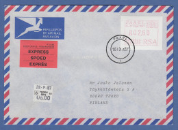 RSA Südafrika 1987 Sonder-ATM PAARL Hoher Wert 2,65 Auf Expr-Brief Nach Finnland - Frankeervignetten (Frama)