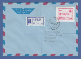RSA Südafrika FRAMA-ATM Aus OA P.019 Pietersburg Wert 01,35 Auf R-Brief Nach NZL - Frankeervignetten (Frama)