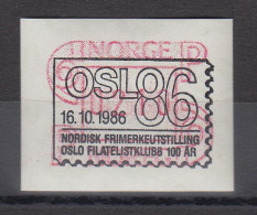 Norwegen 1986 FRAMA-ATM Posthörner Schmale Ziffern Braunrot Mit Sonder-O OSLO'86 - Machine Labels [ATM]