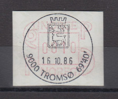 Norwegen 1986 FRAMA-ATM Posthörner Breite Ziffern Braunrot ET-Voll-O TROMSOE - Timbres De Distributeurs [ATM]