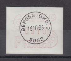 Norwegen 1986 FRAMA-ATM Posthörner Breite Ziffern Braunrot ET-Voll-O BERGEN - Machine Labels [ATM]