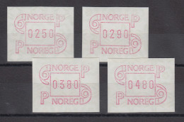 Norwegen 1986 FRAMA-ATM Mi.-Nr. 3.2b Satz 250-290-380-480 ** - Timbres De Distributeurs [ATM]