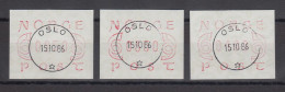 Norwegen 1980 FRAMA-ATM Posthörner Ziffern Schmal Braunrot Satz 250-350-400 O  - Timbres De Distributeurs [ATM]