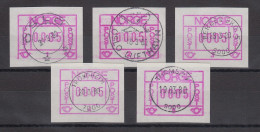 Norwegen 1978 FRAMA-ATM Mi.-Nr. 1.1 Bis 1.5 Serie Mit Voll-O Alle 5 Standorte !  - Timbres De Distributeurs [ATM]