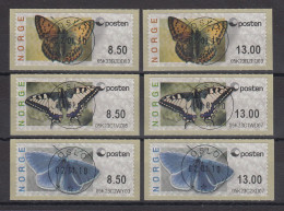 Norwegen 2008 ATM Schmetterlinge Neues Logo Mi-Nr 10-12 Je Werte 8.50 / 13.00 O - Machine Labels [ATM]