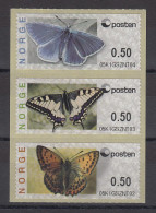 Norwegen 2008 ATM Schmetterlinge Neues Logo Mi-Nr 10-12 Jeweils Wert 0,50 **  - Machine Labels [ATM]