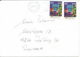Iceland Cover Sent To Denmark 20-2-2007 With Christmas Stamps 2003 - Covers & Documents