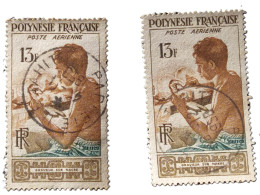 2 TIMBRES POLYNÉSIE FRANCE OBLITÉRÉS PA N° 1 GRAVEUR SUR NACRE - Oblitérés