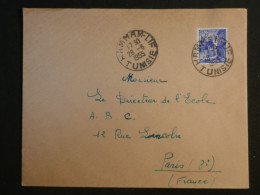 DI 10 TUNISIE  BELLE  LETTRE 1955 HAMMAM A PARIS FRANCE  ++AFF. INTERESSANT+++ - Covers & Documents