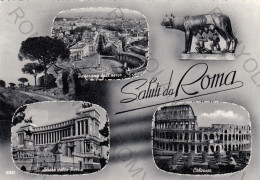 CARTOLINA  B7 ROMA,LAZIO-SALUTI DA ROMA-ALTARE DELLA PATRIA-COLOSSEO-PANORAMA DALL'AEREO-STORIA,CULTURA,VIAGGIATA 1965 - Coliseo