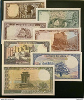 Lebanon Liban 7 UNCIRCULATED BANKNOTES P 61-67 (1980-88)Official BDL Envelope - Lebanon