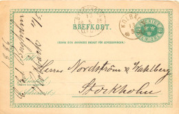 SCHWEDEN 13.5.1886, "KOLBÄCK" Und "STOCKHOLM 6.TUR." Selt. K1 Klar A. 5 (FEM) Öre Grün GA-Postkarte, Pra. - 1885-1911 Oscar II