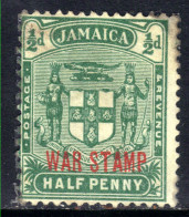 Jamaica 1919 KGV 1/2d Green Used Ovpt WAR STAMP SG 76 ( C1427 ) - Jamaïque (...-1961)
