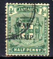 Jamaica 1917 KGV 1/2d Green Used Ovpt WAR STAMP SG 73 ( C1421 ) - Jamaïque (...-1961)