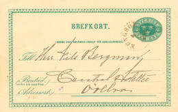 SCHWEDEN 4.11.1893, "KUNGSÖR" K1 Und Rückseitig K2 "ÖRE BRO 1 TUR." A. 5 (FEM) Öre Grün GA-Postkarte, Kab. - 1885-1911 Oscar II