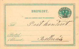 SCHWEDEN 7.2.1889, "LJUSNE" K1 Klar A. 5 (FEM) Öre Grün GA-Postkarte, Kab.    SWEDEN VILLAGE POSTMARKS - 1885-1911 Oscar II