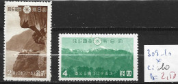 JAPON 309-10 * Côte 10 € - Unused Stamps