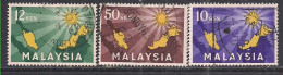 Malaysia 1963 QE2 Set Maps Used SG 1-3 ( F93 ) - Federation Of Malaya