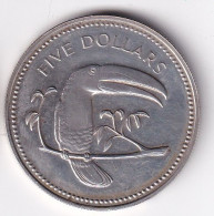 MONEDA DE PLATA DE BELIZE DE 5 DOLLARS DEL AÑO 1974 SILVER-ARGENT (TUCAN) - Belize