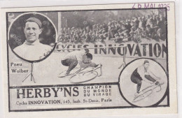 Cachet Jacques Carré Commis Trésor Bavay 1935 Pub Pneu Wolber Cycles Innovation Herby'ns  Velo Acrobate - Bavay