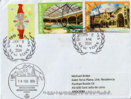 Karlovy Vary. Great Spa Town Of Europe, Letter 2024 From The UN  New-York To Andorra, With Arrival Postmark - Briefe U. Dokumente