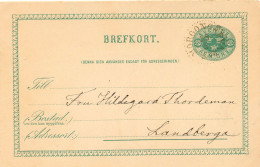 SCHWEDEN 1888 "MORGONGÂFVA" (MORGONGÄVA) Selt. K1 Klar A. 5 (FEM) Öre Grün GA-Postkarte, Pra.   SWEDEN VILLAGE POSTMARKS - 1885-1911 Oscar II
