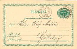 SCHWEDEN 14.4.1891, "NORRKÖPING" K1 Klar Und "GÖTEBORG 2 2.TUR" A. 5 (FEM) Öre Grün GA-Postkarte, Pra.    SWEDEN VILLAGE - 1885-1911 Oscar II