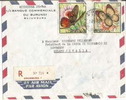 Burundi Registered AirmIal Bank Cover Bujumbura 11nov1968 X Italy With 2 Butterfly Stamps ( 2 Stamps Missed ) - Briefe U. Dokumente