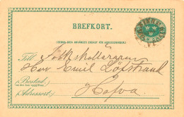 SWEDEN February 2, 1891, "FINNERÖDJA" K1 On 5 (FEM) ÖRE Green Postal Stationery Postcard - 1885-1911 Oscar II