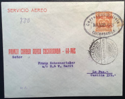 50 C. Rare Air Post Stamp "CORREO AEREO / LA PAZ / 14-8-1925" First Flight Cover COCHABAMBA-LA PAZ (Bolivia Mi.150 - Bolivia