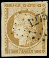 EMISSION DE 1849 - 1    10c. Bistre-jaune, Obl. PC 1275, Frappe Superbe - 1849-1850 Ceres