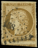 EMISSION DE 1849 - 1c   10c. Bistre-VERDATRE FONCE, Voisin En Bas, Obl. PC 168, Frappe Un Peu Grasse, TB - 1849-1850 Ceres