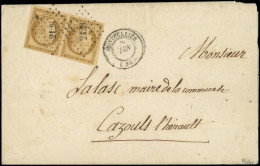Let EMISSION DE 1849 - 1    10c. Bistre-jaune, PAIRE Obl. PC 2128 S. LSC, Càd T15 MONTPELLIER 6/52, TTB. C - 1849-1876: Classic Period