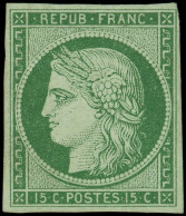 (*) EMISSION DE 1849 - 2    15c. Vert, Neuf Sans Gomme, Frais Et TB - 1849-1850 Cérès