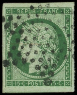 EMISSION DE 1849 - 2b   15c. Vert FONCE, Obl. ETOILE, Grandes Marges, Superbe - 1849-1850 Cérès