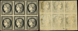 ** EMISSION DE 1849 - 3    20c. Noir Sur Jaune, BLOC De 6 Impression RECTO-VERSO Décalée, 2 Ex. *, Grande Fraîcheur, TTB - 1849-1850 Ceres
