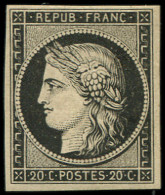 * EMISSION DE 1849 - 3    20c. Noir Sur Jaune, Ch. Un Peu Forte Mais Frais Et TB - 1849-1850 Ceres