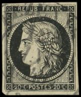 EMISSION DE 1849 - 3a   20c. Noir Sur Blanc, Obl. Càd T13 PEZENAS 12 JANV 1849, TB. J - 1849-1850 Ceres