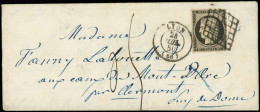 Let EMISSION DE 1849 - 3    20c. Noir Sur Jaune, Obl. GRILLE S. LAC, Càd T15 LYON 24/7/50, TAXE 05 égale à L'insuffisanc - 1849-1876: Période Classique